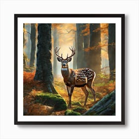 Deer In The Woods 56 Art Print