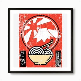 Japanese Ramen Noodle Lover Mt Fuji Anime Art Print