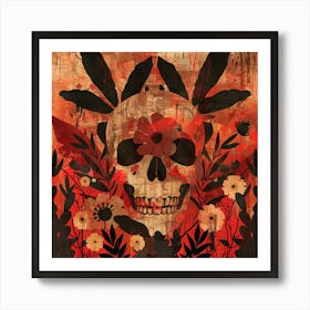 Skull And Flowers 3 Art Print