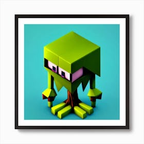 3d Cube Low Poly Creatures Art Print