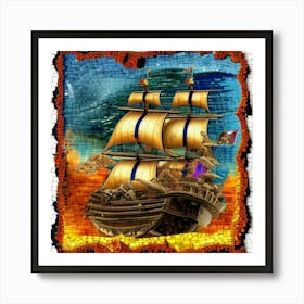 Pirate Ship Mosaic 1 Art Print