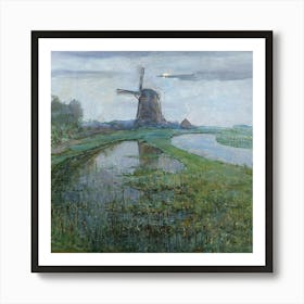 Windmill In The Dutch Countryside Art Print