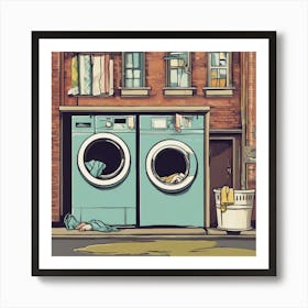 Illustration Of A Laundry Room Art Print