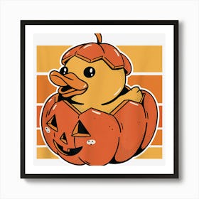 Adorable Rubber Ducky In Halloween Jack O Lantern Art Print