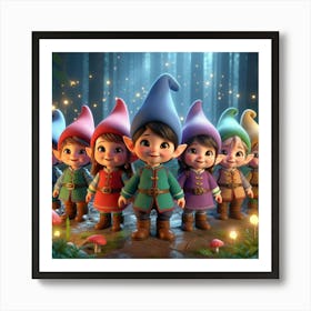 Gnomes In The Forest 1 Art Print