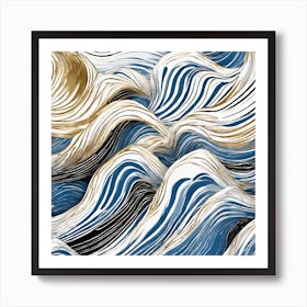 Waves Of Blue And Gold Art Print