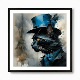 Cat In Top Hat Visits Paris Art Print