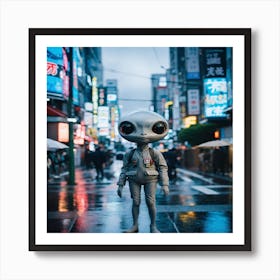 Alien In Tokyo Art Print