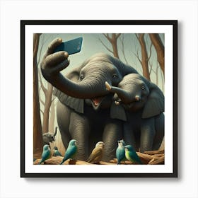 Portrait Of Elephants Art Print