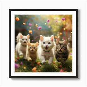 Kittens Running 1 Art Print