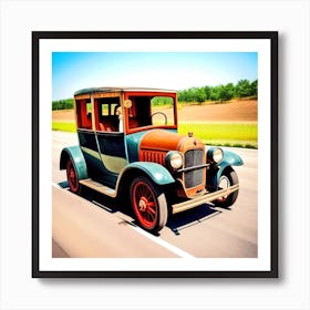 Old Car On The Road 1 Art Print