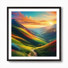 Sunset In The Mountains 34 Art Print