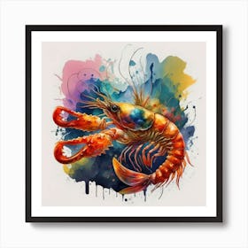 Prawn, Underwater World of Shrimp Art Print