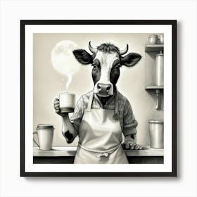 Cow In The Kitchen 2 Art Print