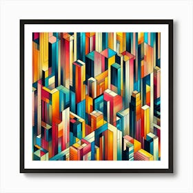 Bold Colors And Geometric Shapes Inspired By A Metropolis (3) Art Print