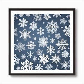 Snowflakes On A Blue Background 7 Art Print