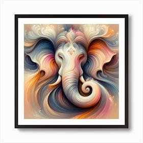 "Whirls of Divinity: The Abstract Ganesha" - This artwork is an abstract interpretation of the divine form of Lord Ganesha, depicted through a mesmerizing array of swirling colors and shapes. The fluid motion of the lines and the harmonious blend of creamy whites, rich golds, and celestial blues evoke Ganesha's attributes of wisdom and enlightenment. The piece's dynamic yet harmonious flow represents the removal of obstacles and the blessings of new beginnings. It's a compelling choice for those who seek to combine spirituality with contemporary art, offering a visually stunning reminder of Ganesha's presence in a modern, abstract form. This captivating artwork is sure to be a conversation starter and a serene addition to any space. Art Print