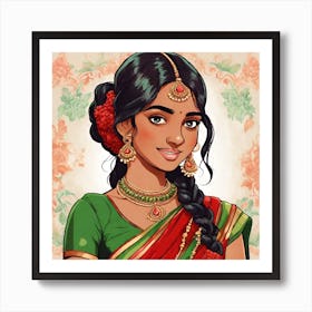 Indian Girl In Sari 3 Art Print