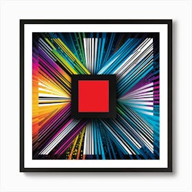 The Red Square And The Aesthetics Of Technology And Abstract Digital Art - Colorful Illustration Art Print