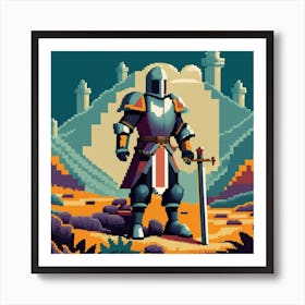 Pixel Art Medieval Knight Poster 1 Art Print