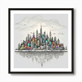 New York City Skyline 100 Art Print