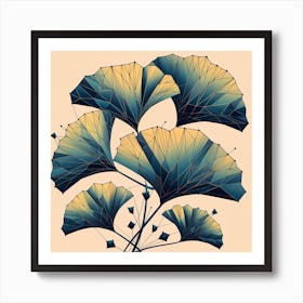 Geometric Art Tropical leaves of ginkgo biloba Art Print