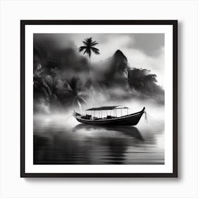 Firefly A Boat On A Beautiful Mist Shrouded Lush Tropical Island 31069 Art Print