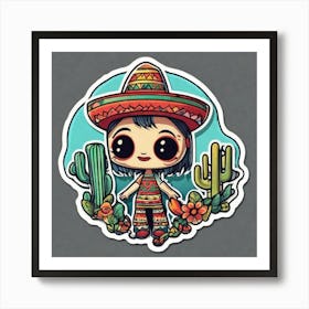 Mexico Sticker 2d Cute Fantasy Dreamy Vector Illustration 2d Flat Centered By Tim Burton Pr (3) Art Print