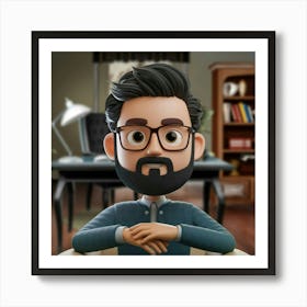 Cartoon Man In Office Art Print