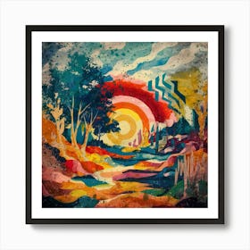 A stunning oil painting of a vibrant and abstract watercolor 9 Art Print