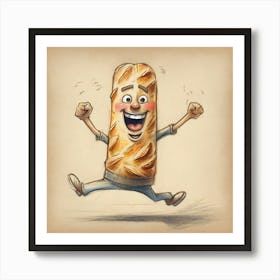 Bread Cartoon Illustration Art Print