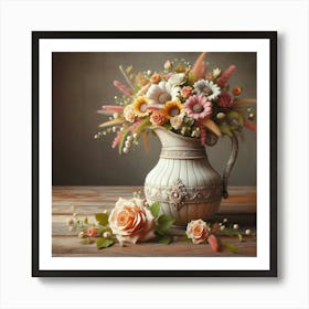 Jug Of Flowers Art Print