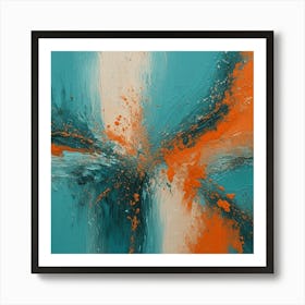 Teal & Orange Abstract 2 Art Print