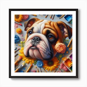Bulldog Artist Art Print
