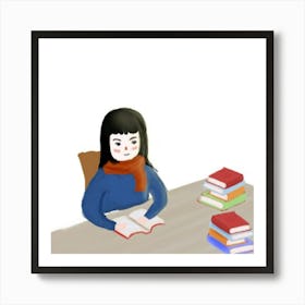 Girl Reading A Book 1 Art Print