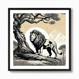 Lion In The Forest 46 Art Print