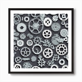 Realistic Gear Flat Surface Pattern For Background Use Sticker 2d Cute Fantasy Dreamy Vector Il (7) Art Print