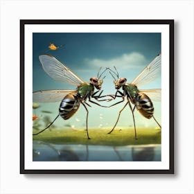 Flies In Flight Art Print