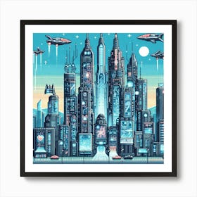 8-bit cybernetic city 3 Art Print