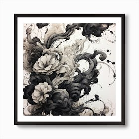 Flowers In Black And White Art Print