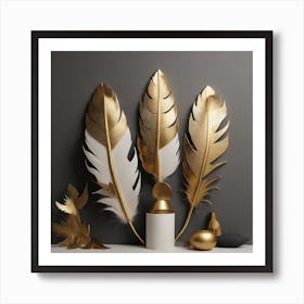 Golden feathers 3 Art Print