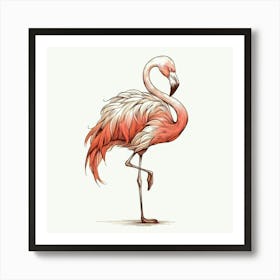 Line Art flamingo 3 Art Print