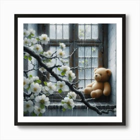 Teddy Bear In The Window 1 Art Print