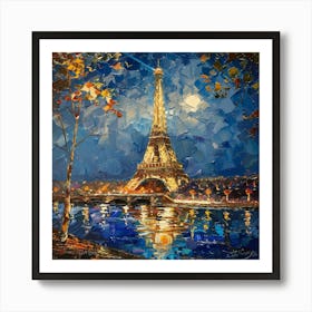 Eiffel Tower At Night Art Print