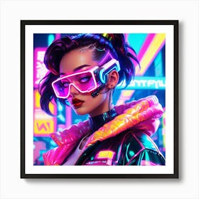 Neon Girl, Neon Art, Neon Painting, Neon Art, Neon Painting Art Print