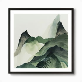 Japanese Watercolour Of Mount Amakarazi 4 Art Print