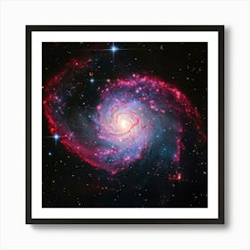 A Mesmerizing Spiral Galaxy Explosion Dappled In The Hues Of Pink And Red Celestial Bodies Transiti Art Print