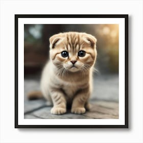 A Cute Scottish Fold Kitty, Pixar Style, Watercolor Illustration Style 8k, Png (4) Art Print