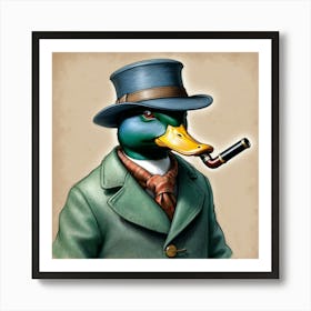 Duck With A Pipe Art Print