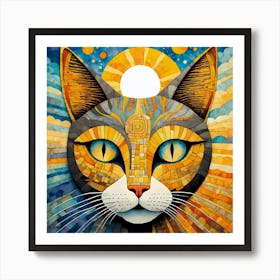 Abstract Cat Head Portrait Art Print